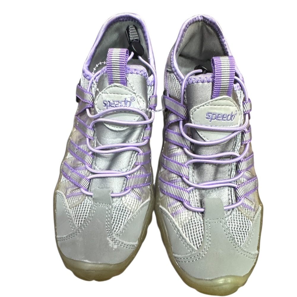 Speedo Water Shoes Lilac Purple Mesh Lace‎ Up 7 Hydro Tread Rubber Sole Traction